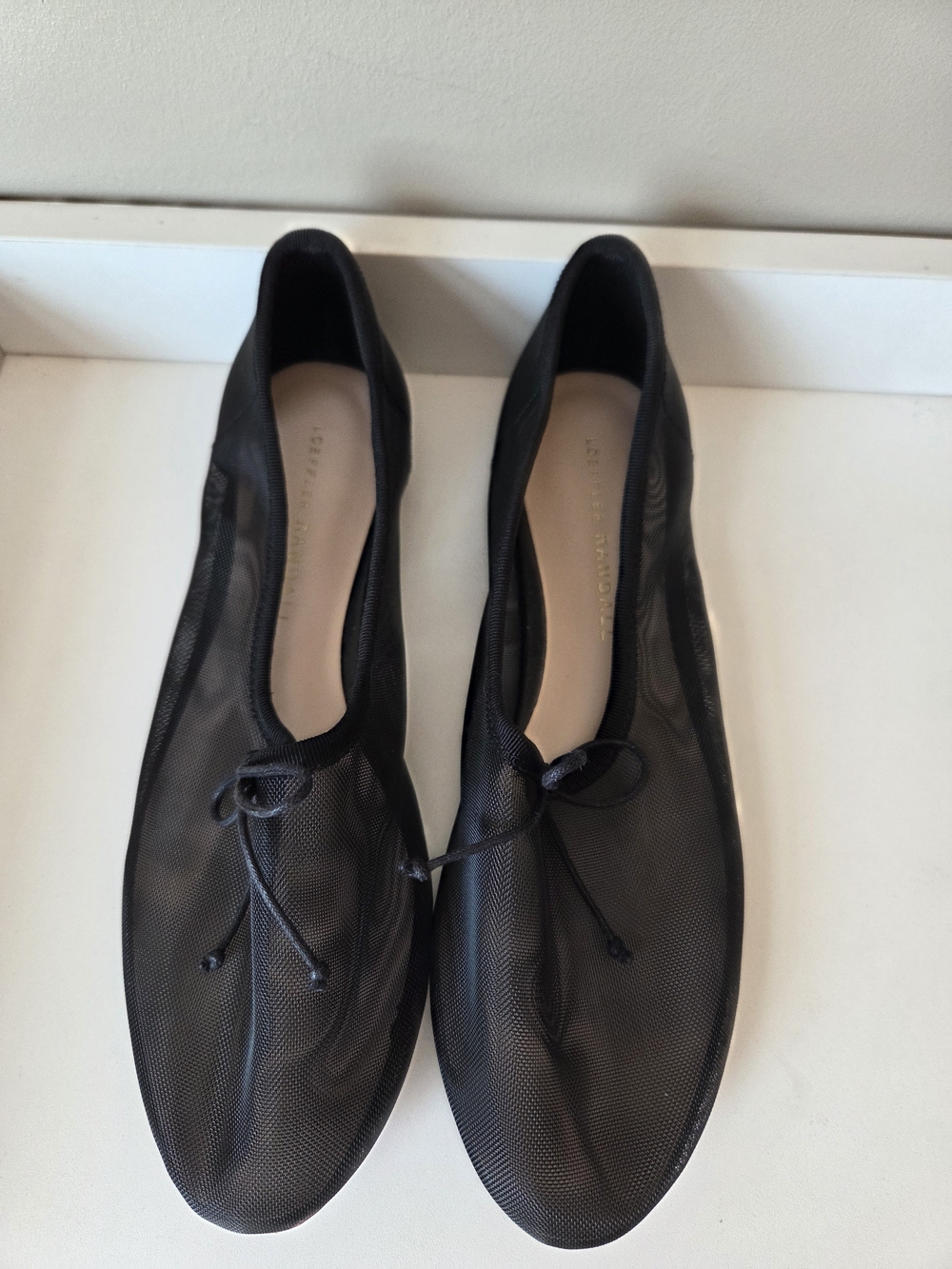 Loeffler Randall Black Sheer Mesh Ballet Flats with Bow - Picture 10 of 12